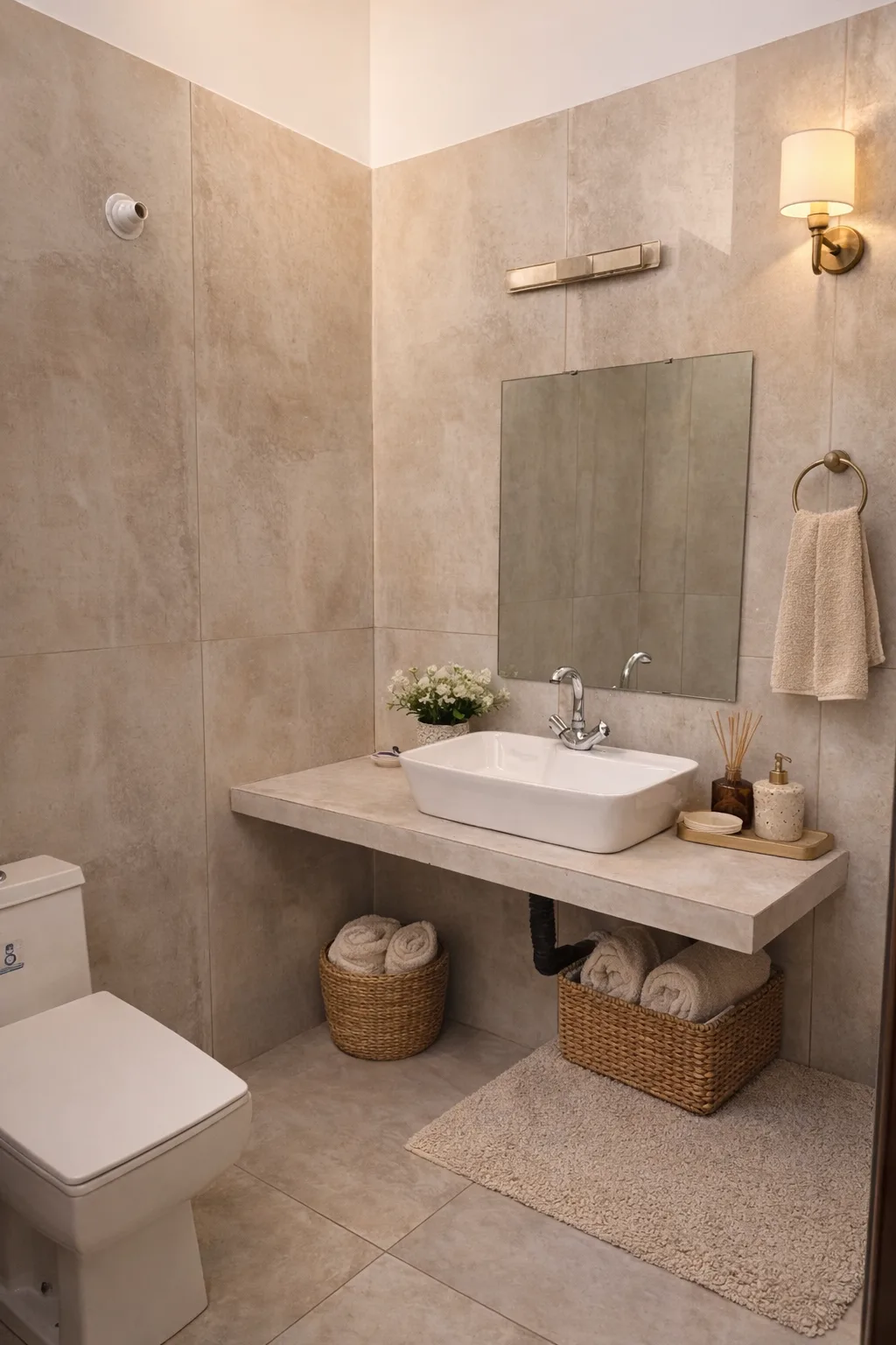 Luxury spa bathroom with stone textures